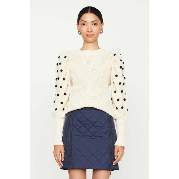 Marie Oliver Sweaters - MARIE OLIVER Bridget Knit Bauble Detail Gathered Sleeves 100% Cotton Sweater S